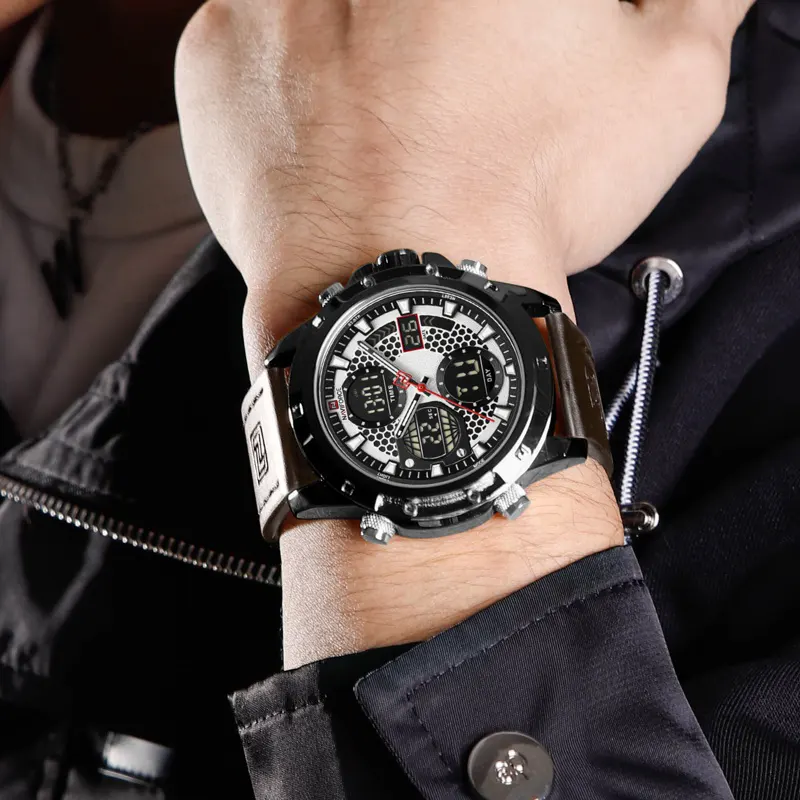 Naviforce NF9225 Dual-time Black, White Dial Men's Watch